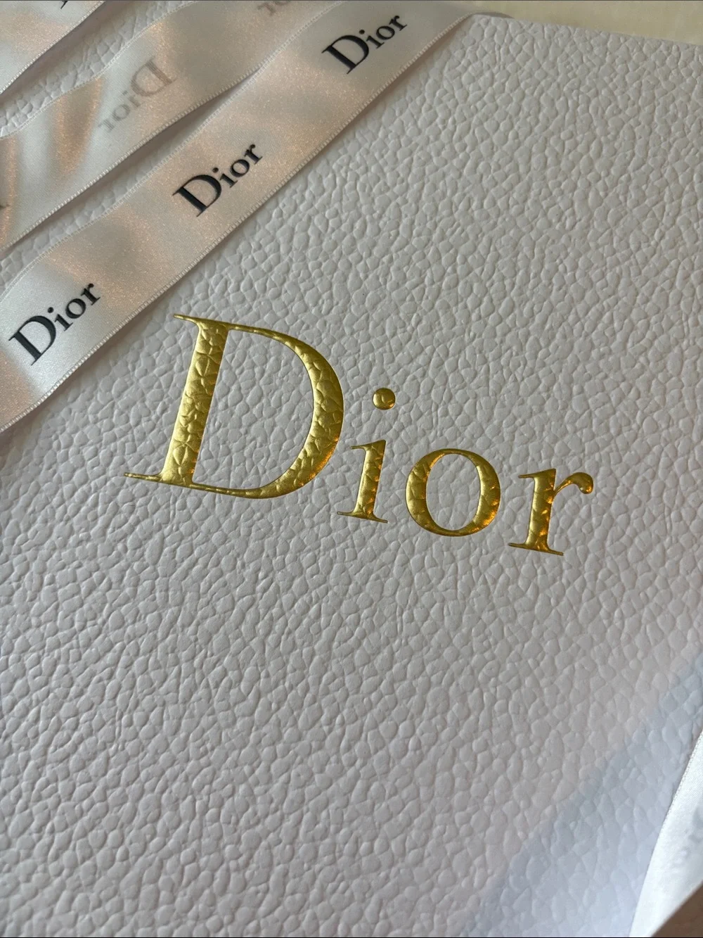 Dior White Gift Box with Gold Logo and Branded White Ribbon- Authentic from Dior